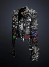 Spiked Steampunk Leather Jacket Men, Dead Kennedy Gothic Brando, Rivets Studded The Adicts Outer Wear, Men Deadly Mosh, Studwork Jacket,